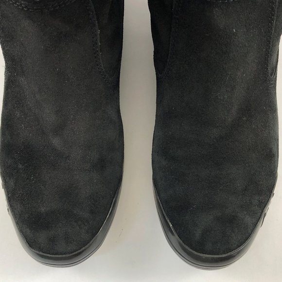 COACH Tatum Black Suede & Wool Foldover Signature Logo Mid-Calf Boots 8M - Picture 8 of 13